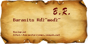 Barasits Rómeó névjegykártya
